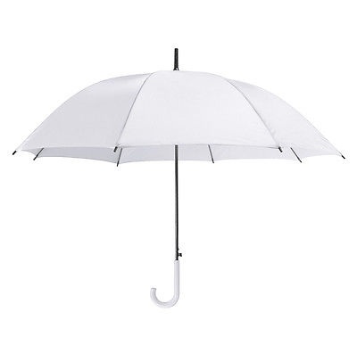 Beyaz Plastik Çarpık Saplı Beyaz Şemsiye