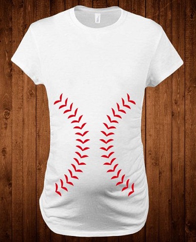 Beisbolo nėrinių nėščiųjų marškinėliai