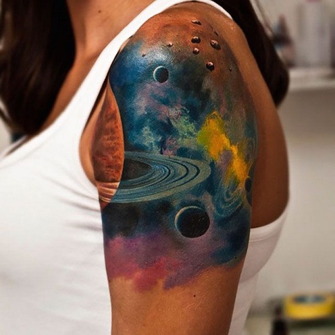 „Galaxy Space“ tatuiruotė pečiui
