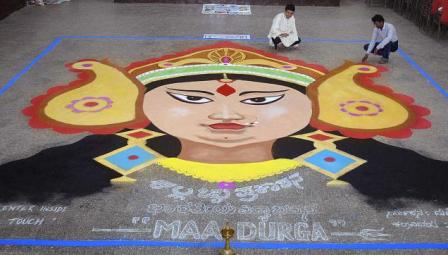 Tanrıça Durga Rangoli Tasarım