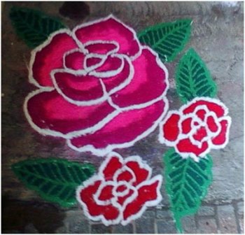 „Pink Rose Rangoli Design Kolam“