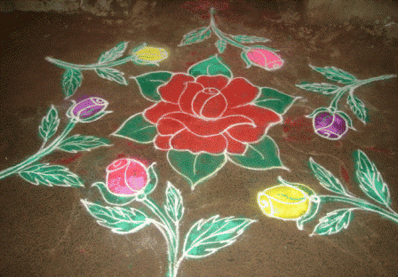 Yarışma İçin Rose Rangoli Tasarımı