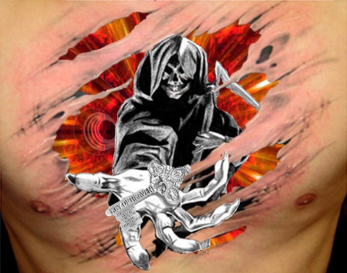 „Ripped Skin Reaper“ tatuiruotės dizainas