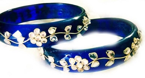 Kundan Work Kraliyet Mavi Bilezik