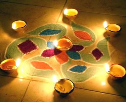 Basit Diya Rangoli Tasarımı