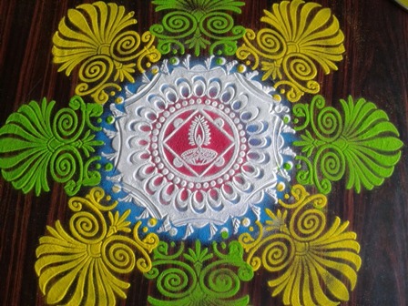 Trafaretas Rangoli dizainas Diwali