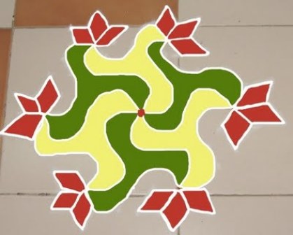 Tradiciniai trafaretiniai Rangoli dizainai