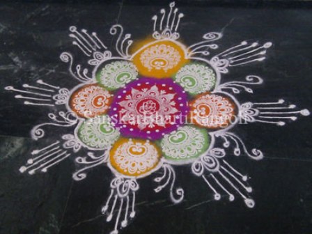 Lordo Ganesha trafareto Rangoli dizainas