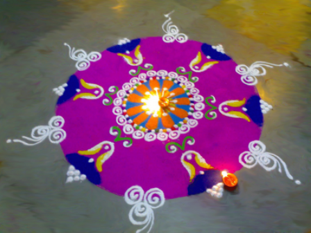 „Kolam“ trafareto „Rangoli“ dizainas