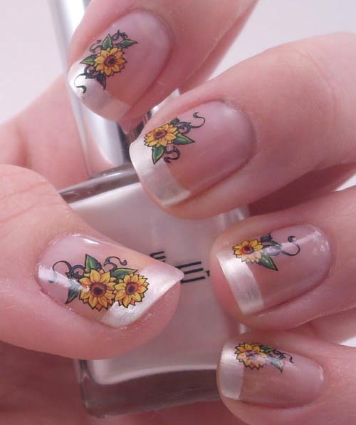 Fransız Manikür Ayçiçeği Nail Art