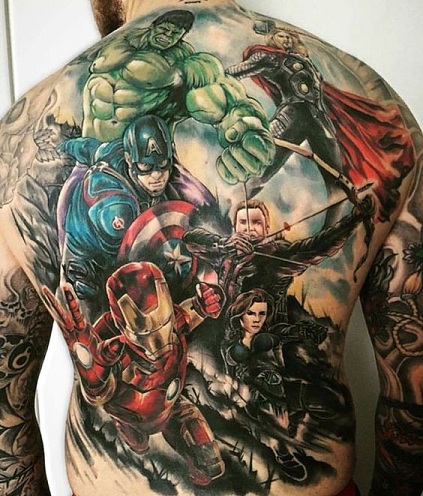 Viso kūno superherojų tatuiruotė