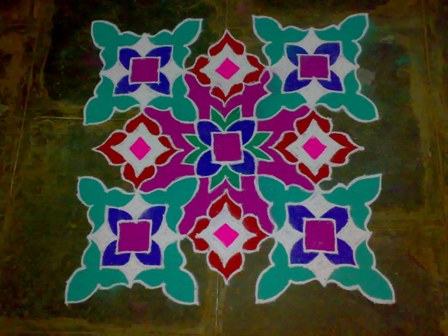 Spalvingas Rangoli dizainas