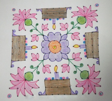 Tulsi Rangoli pradedantiesiems