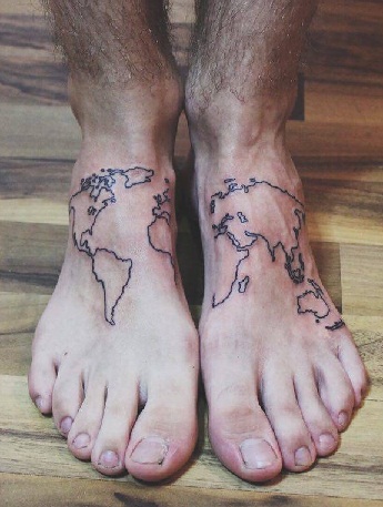 Nuostabūs pasaulio žemėlapio tatuiruočių dizainai