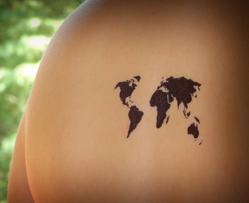 Laikini pasaulio žemėlapio tatuiruočių dizainai