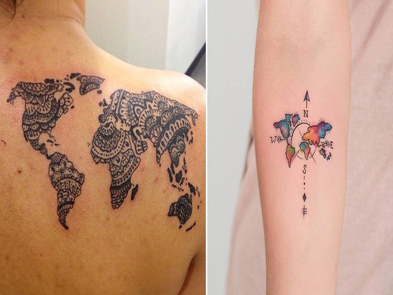 Geriausi pasaulio žemėlapio tatuiruočių dizainai