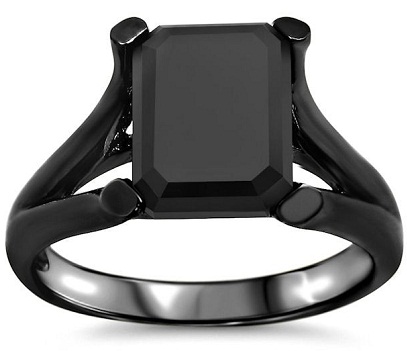 Pilnas juodas deimantinis Solitaire žiedas