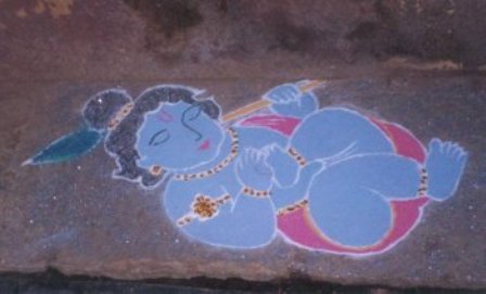 Bebek Krishna Rangoli Tasarım