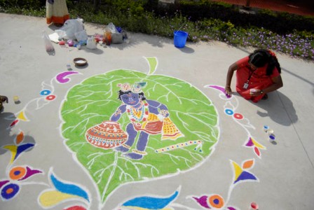 Diwali Bal Krishna Rangoli Tasarım