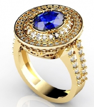 Mėlyno deimanto aukso žiedai sužadėtuvėms