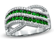 Sidabrinis „Emerald Criss Cross“ sužadėtuvių žiedas