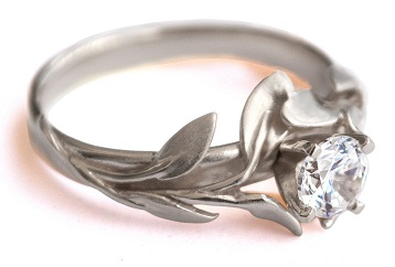 Lapų stiliaus sidabro sužadėtuvių žiedas