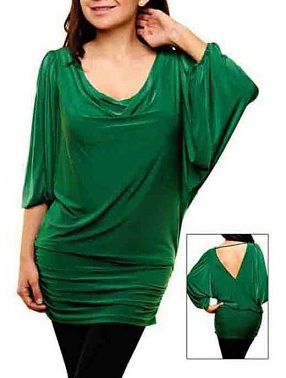 Merginos pilno ilgio žalios spalvos marškinėliai