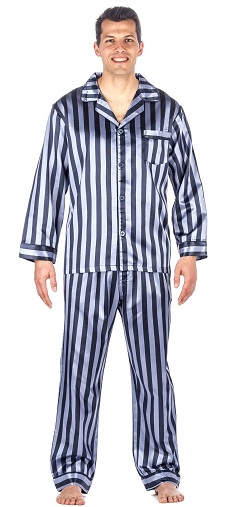 Erkek Kontrast Biyeli Saten Pijama