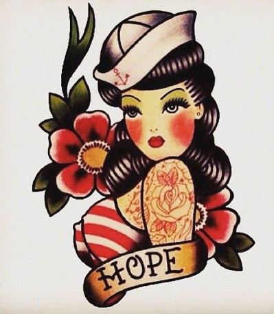 Denizci Bak Pin Up Kız Dövmesi