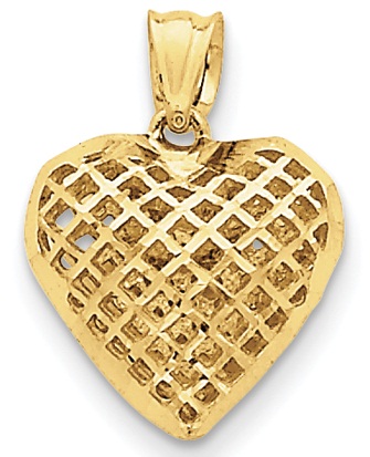 Tinklinio dizaino auksinis širdies formos pakabukas