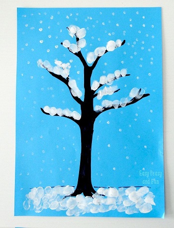 Pirštų tapybos žiemos medis