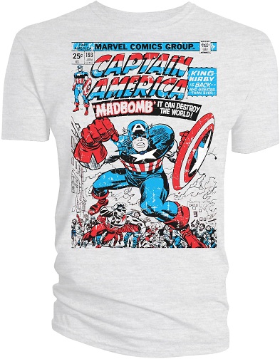 Komiksų juostos „Captain America“ marškinėliai