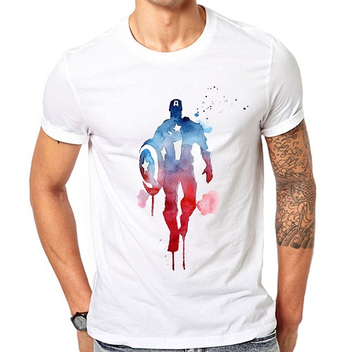 Akvarelės „Captain America“ marškinėliai