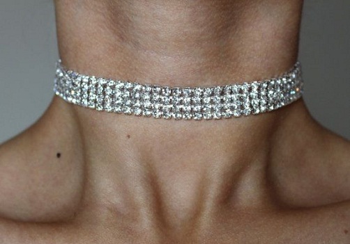 „Diamond Choker“ sidabro spalvos