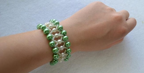 „Tiger Tail Design Green Pearl“ apyrankė