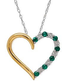 Širdies formos smaragdo karoliai su deimantais