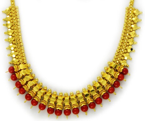 Moterų aukso spalvos raudonų koralų karolių dizainas