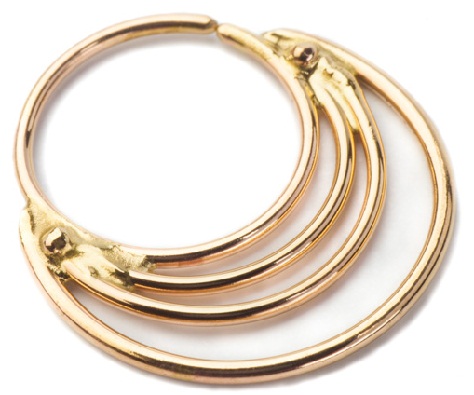 14 K tvirto aukso 4 sluoksnių dizainerio nosies žiedas