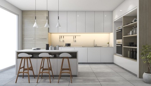 Baltos 3D virtuvės dizainas