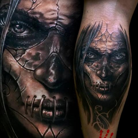 Siuvamos „Macabre“ veido tatuiruotės