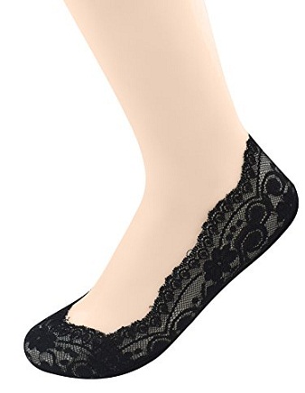 Siyah Dantelli Gizli Astarlı Çorap