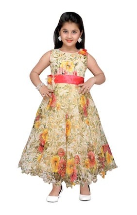 Renkli Çiçek Kız Elbisesi
