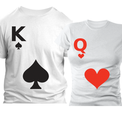 K & amp; „Q Heart and Spade Print“ marškinėliai