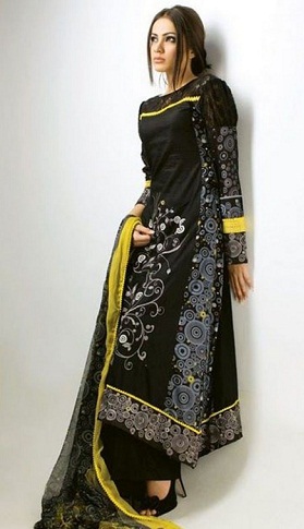 Stilingas juodas ilgas „Salwar Kameez“ dizainas