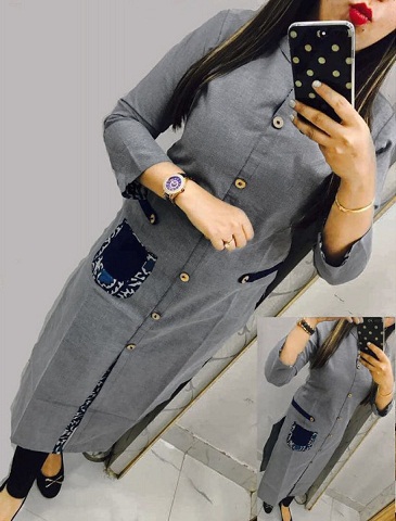 Cotton Grey Info-Western Kurti
