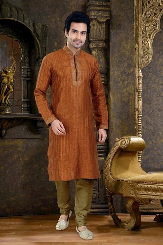 Diwali için Turuncu Etnik Giyim Kurta