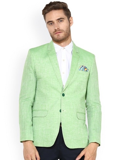 Yeşil Keten Blazer Erkek