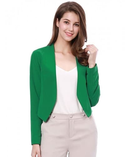 Yeşil Kırpılmış Blazer Kadın