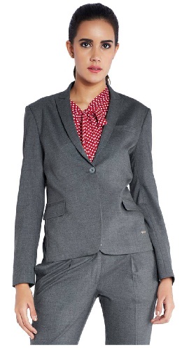 „Stop Avenue Grey Solid Fitted Blazer“