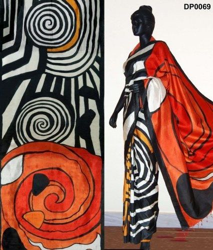 Saree tapyba projektuoja spiralinius vaizdus